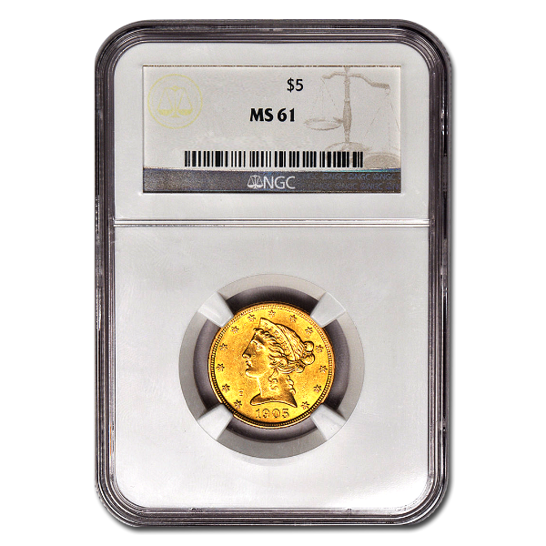 Picture of $5 Liberty Gold Coins MS 61